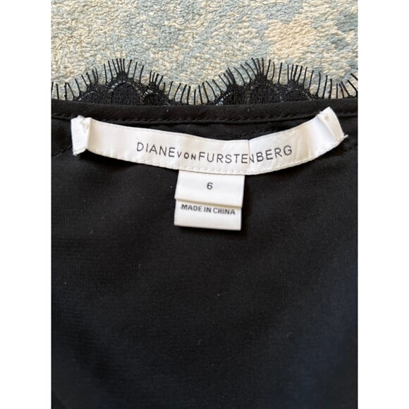 Diane von Furstenberg Shirt 6 Women Blk Lace Top ButtonUp Sheer Long Sleeve $298 - Picture 12 of 12